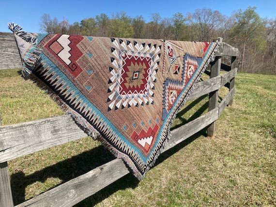 Brazos Southwest Woven Tapestry Blanket Native American Inspired