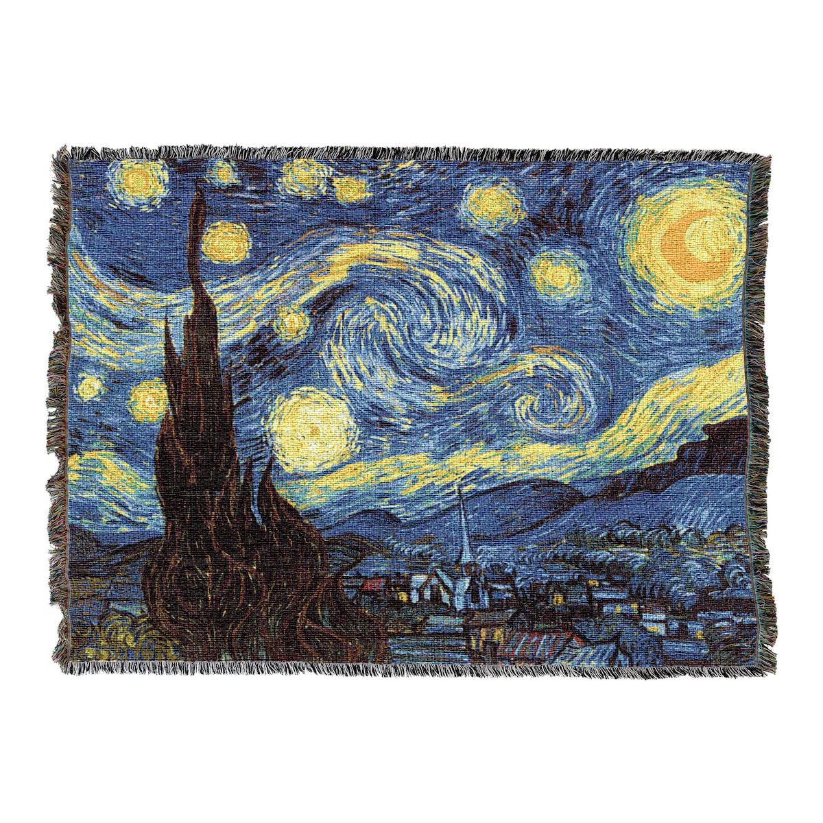 Starry Night Woven Tapestry Throw Blanket by Vincent Van Gogh