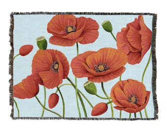 Poppy Topple - Grace Popp - Cotton Woven Blanket Throw - Made in The USA (72x54)