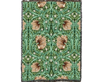 Pimpernel Arts and Crafts by William Morris Blanket Throw Woven from Cotton Made in The USA (72x54)