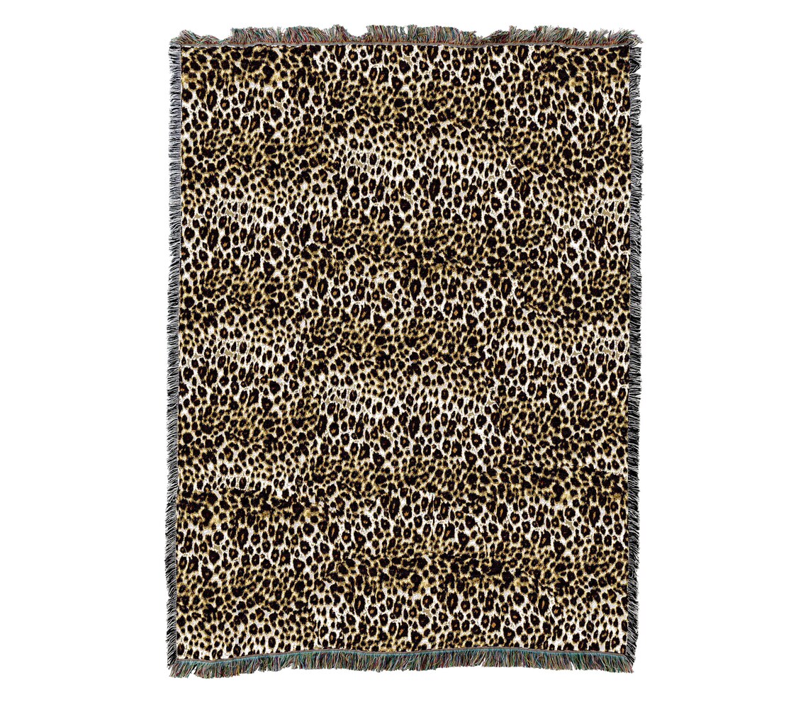 Cheetah Print Blanket Throw Woven From Cotton Made in the Etsy