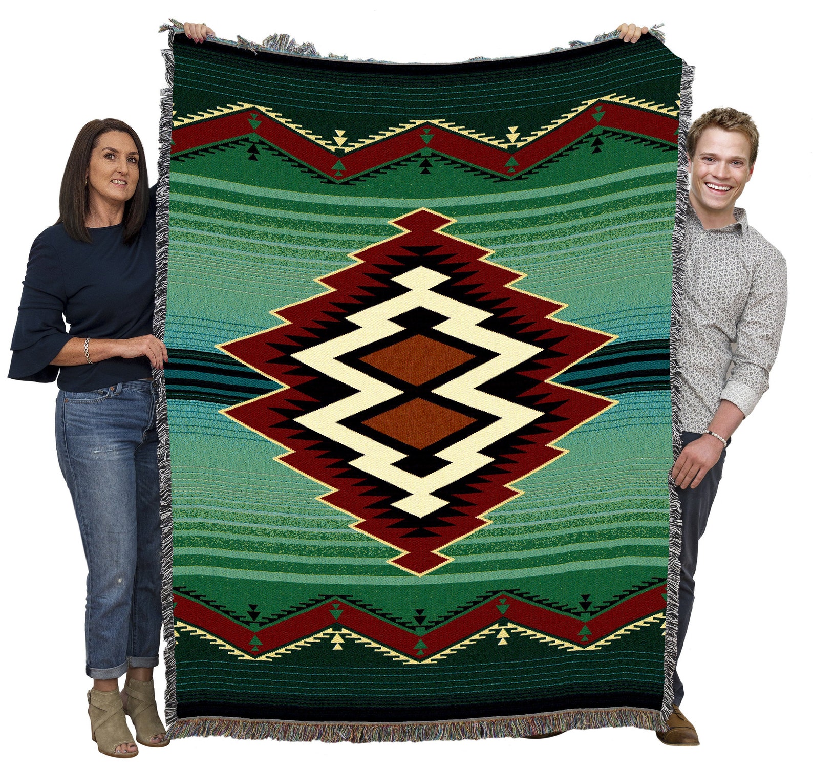 Turak Southwest Woven Tapestry Blanket, Native American Inspired ...