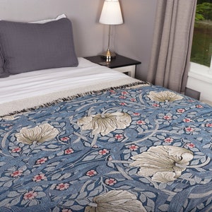 William Morris Pimpernel Sterling Blanket - Arts & Crafts - Gift Tapestry Throw Woven from Cotton - Made in The USA (72x54)