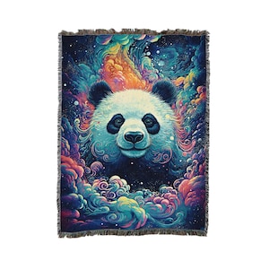 Fantasy Panda Blanket Throw Woven from Cotton - Made in The USA (72x54)