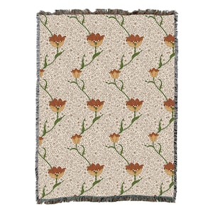 Garden Tulip Arts and Crafts by William Morris Blanket Throw Woven from Cotton Made in The USA (72x54)