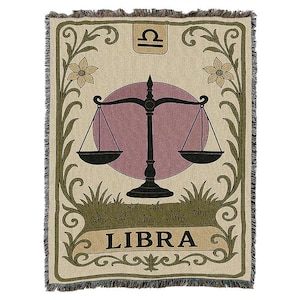 Jeté de couverture tissé en coton Zodiac Botanical ll - Fabriqué aux États-Unis (72 x 54)
