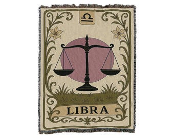 Zodiac Botanical ll Cotton Woven Blanket Throws - Made in The USA  (72x54)