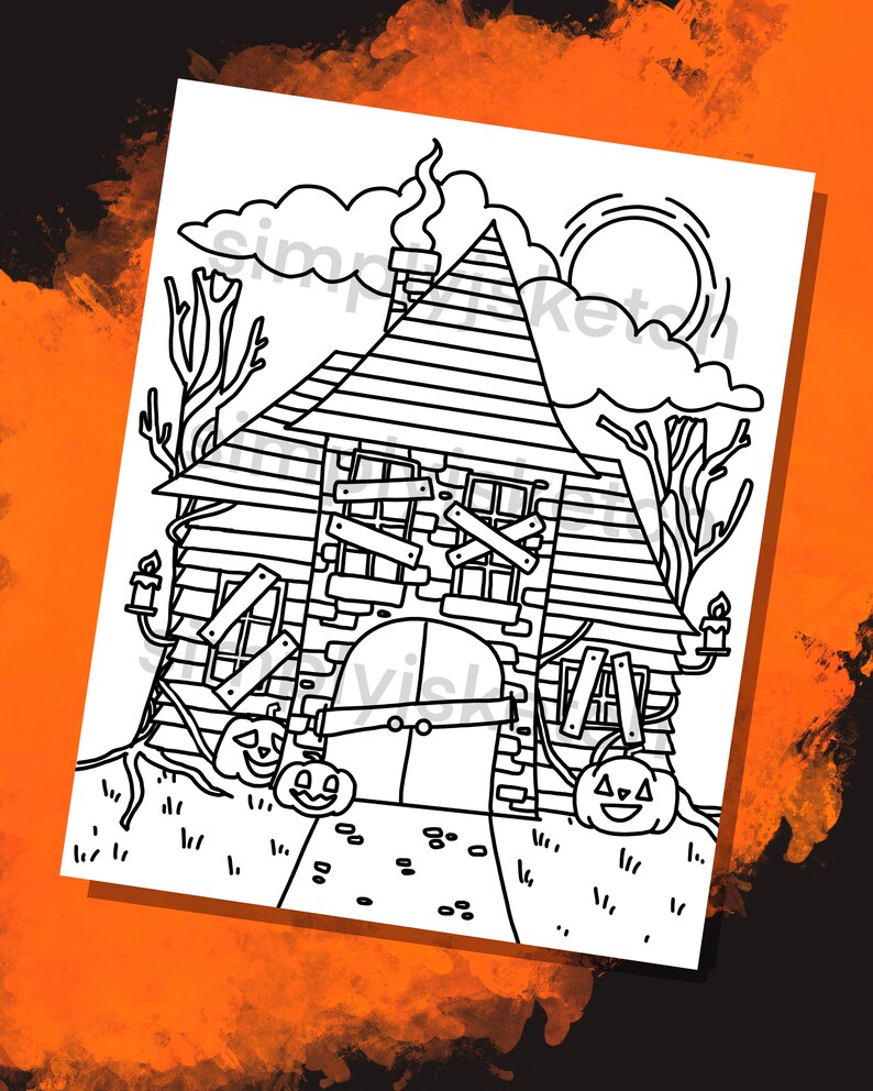 Spooky Things Coloring Page Printable now Includes Digital Coloring Pages - Etsy UK