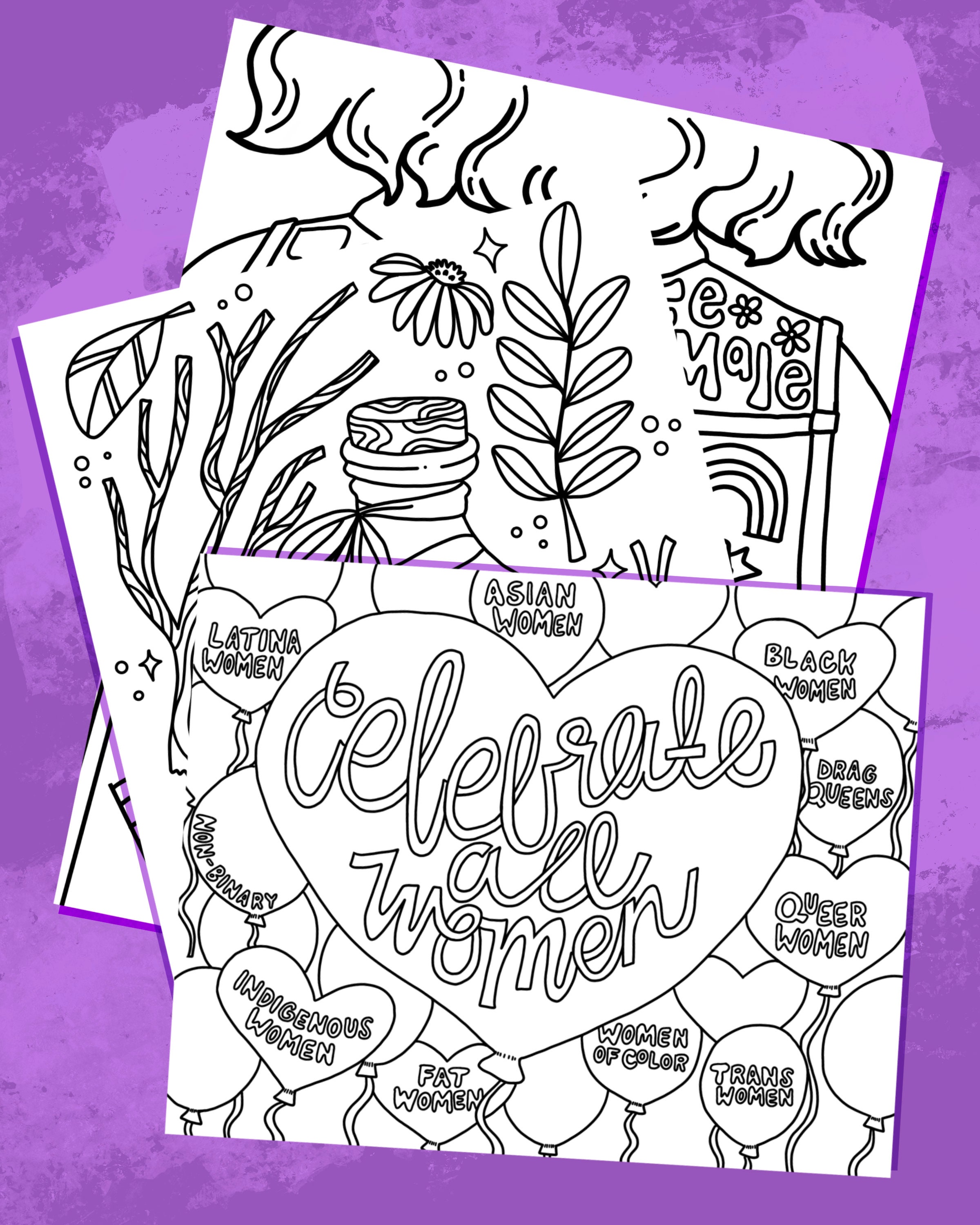 Feminist Things Coloring Page Printable now Includes Digital - Etsy