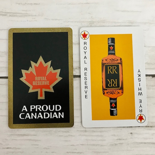 Lot of 2 Vintage Unused Royal Reserve Whiskey Playings Cards Jokers Ephemera Trade Swap Journal Cards Advertising Proud Canadian Maple Leaf