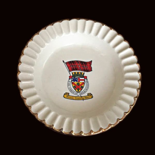 Bruce County Southwestern Ontario Canada 1867 Souvenir Commemorative Plate Crest Creemore China & Glass Vintage Bowl Trinket Dish Ceramic