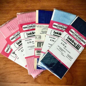 Belding Lot de 6 reliures de couture douces et faciles Bleu clair Rose Bleu royal Bleu foncé Fabriqué au Canada Sewing Notions Crafts