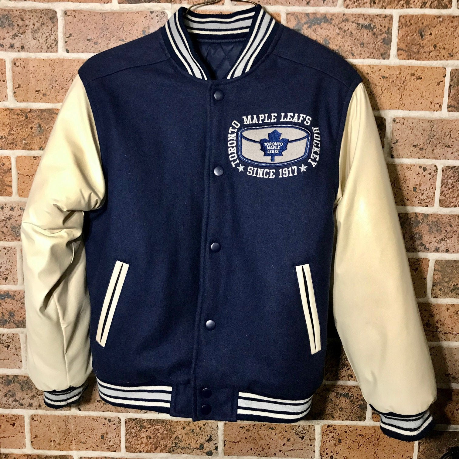 Mens Toronto Maple Leafs Blue Wool Varsity Jacket