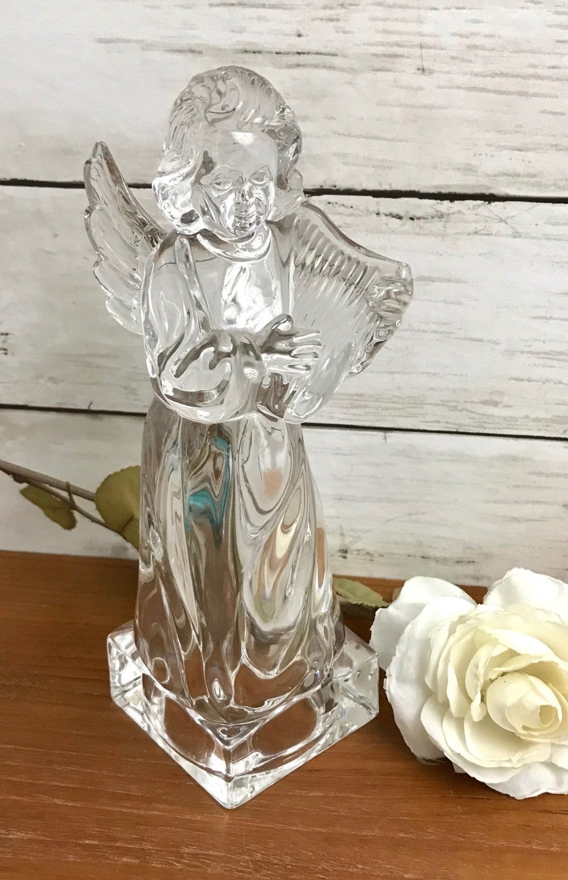 Mikasa Lead Crystal Angel with Harp Herald Collection Figurine Etsy