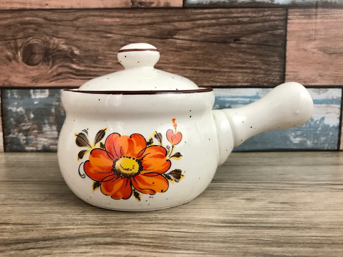 Set of 4 Oven Proof Valencia Ramekin Covered Soup Bowls Lid Etsy