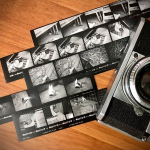 Film Photography Feuille de contact Bandes Images noir et blanc Éphémères Scrapbooking Junk Journal Card Making Mixed Media Writer Inspiration