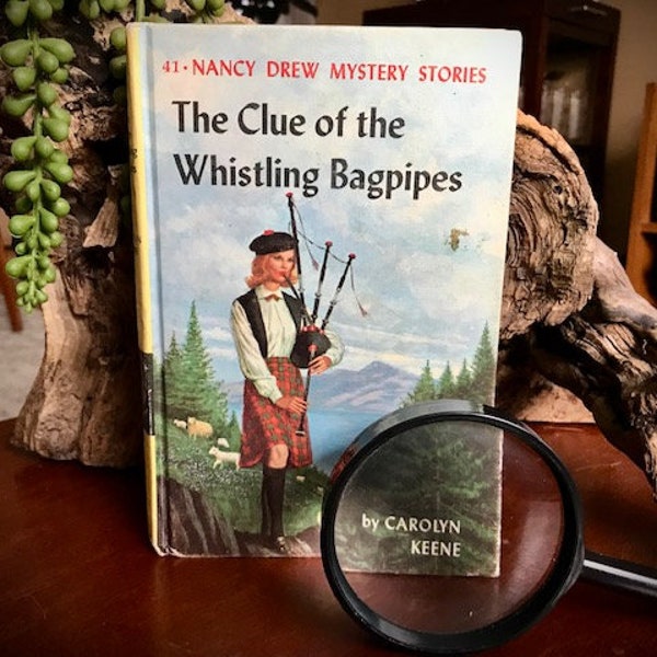 1964 Nancy Drew The Clue of the Whistling Bagpipes Scotland Grosset Dunlap Carolyn Keene Yellow  Hardcover Detective Mystery Novel Vintage