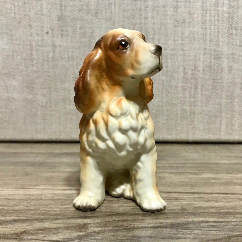 Ceramic Spaniel Figurine Bicolor Bicolour No Markings Vintage Dog