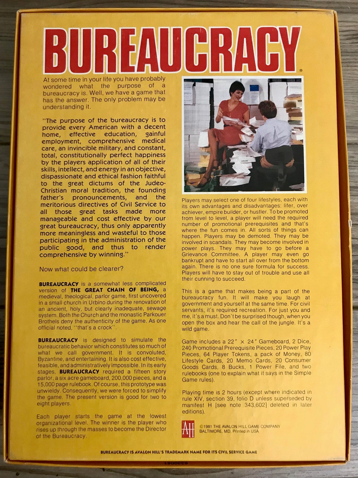 1981 Bureaucracy Avalon Hill Bookshelf Board Game Night Etsy Canada