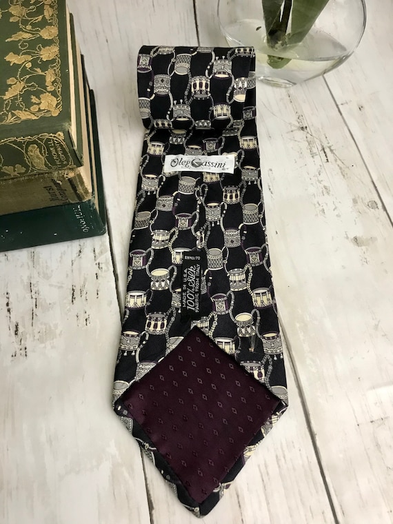100% Silk Oleg Cassini Designer Vintage Men's Tie… - image 2