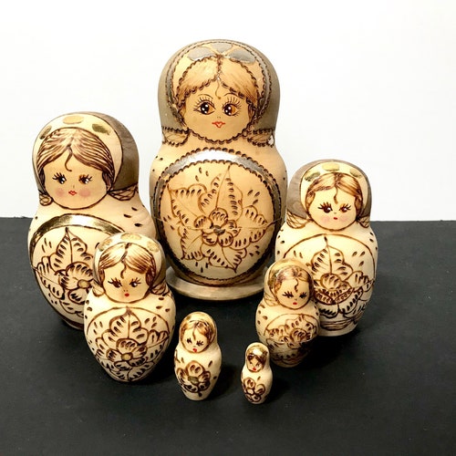 Vintage Wooden Nesting Dolls Etsy