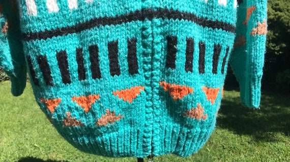 Oversized Handmade Knit Knitted Sweater Coat Nava… - image 5