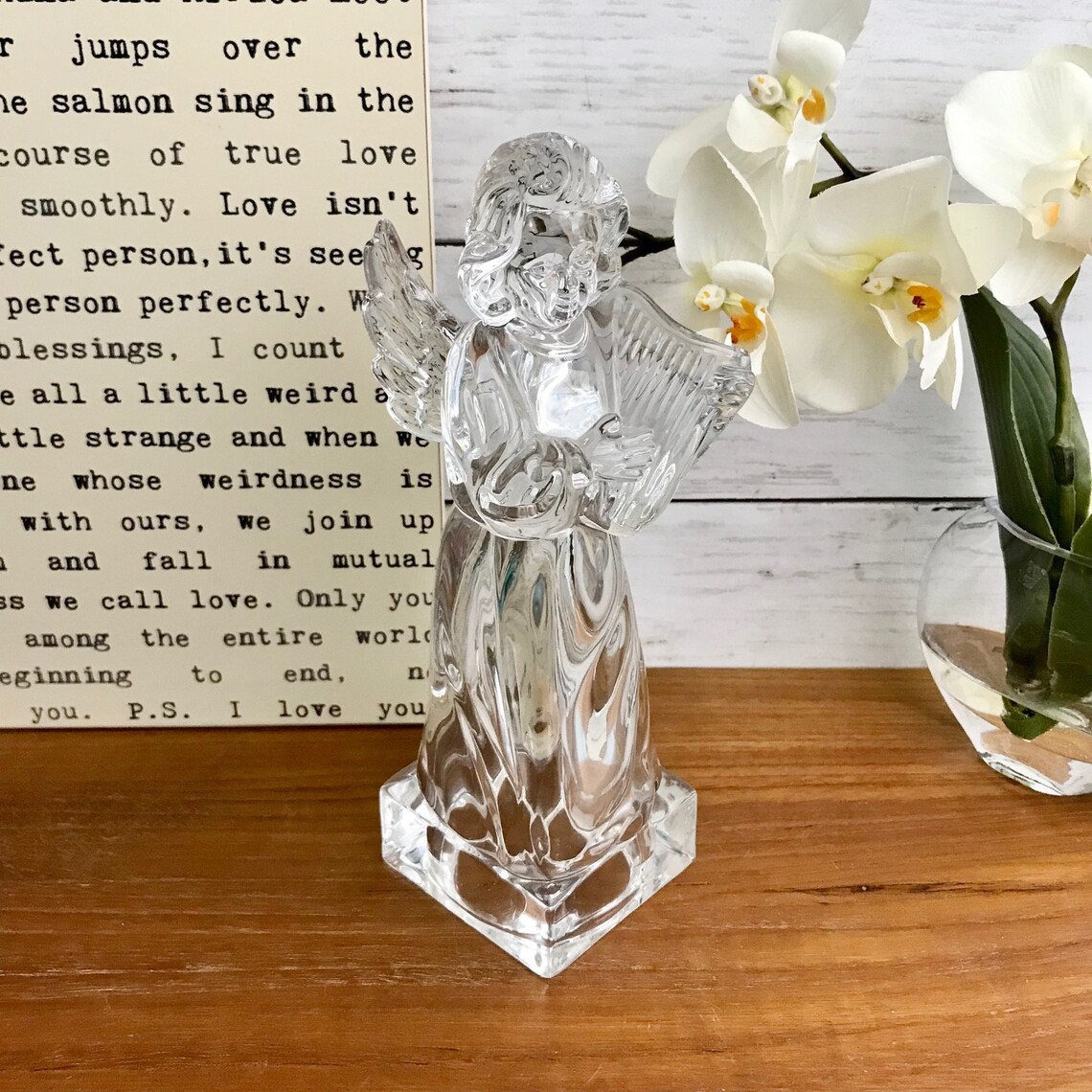 Mikasa Lead Crystal Angel with Harp Herald Collection Figurine Etsy