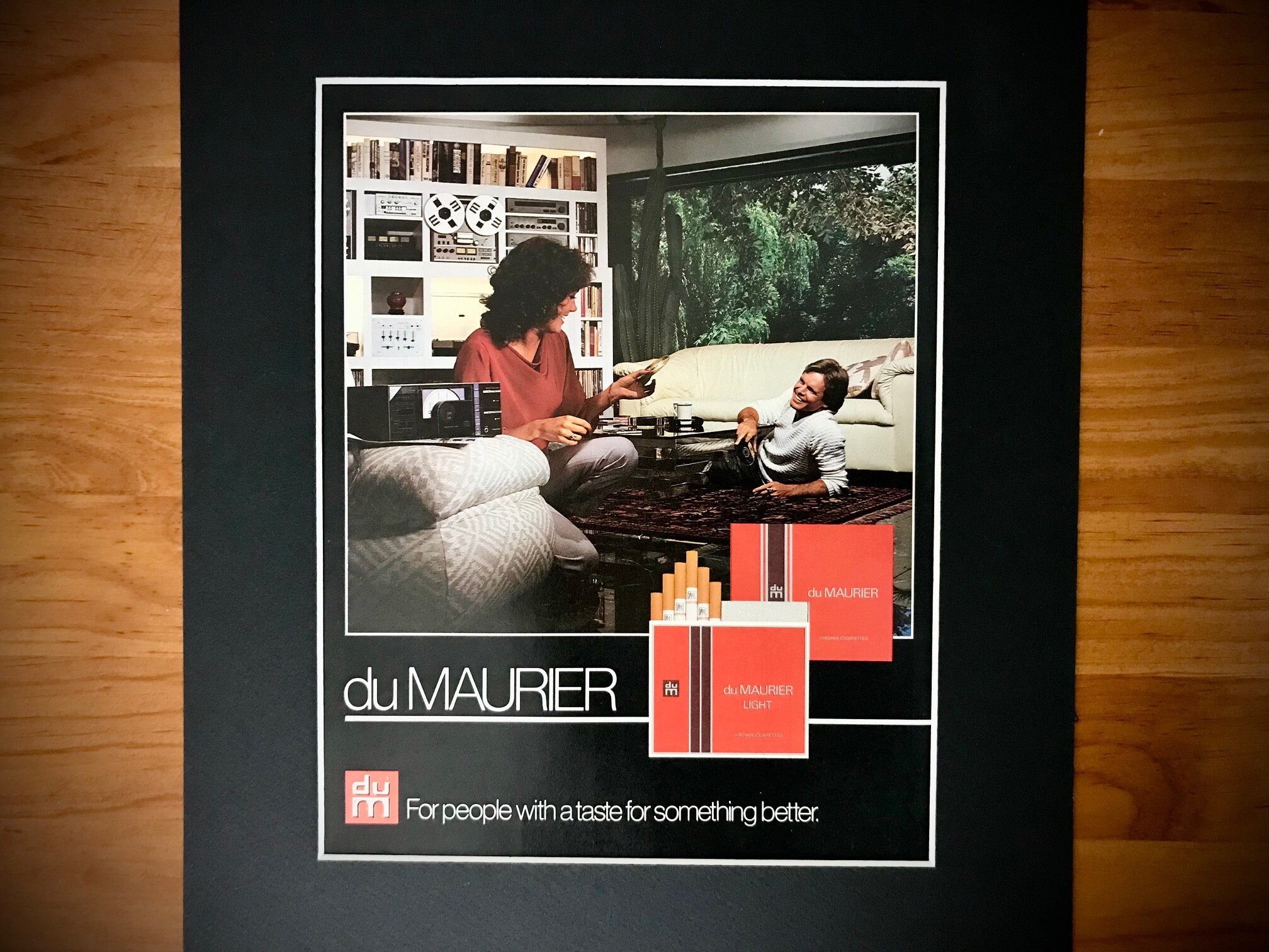 1986 Original Du Maurier Cigarettes Cigarette Tobacco Ad Canadian Living  Magazine Advertisement 1980s Man Woman Couple Media Living Room