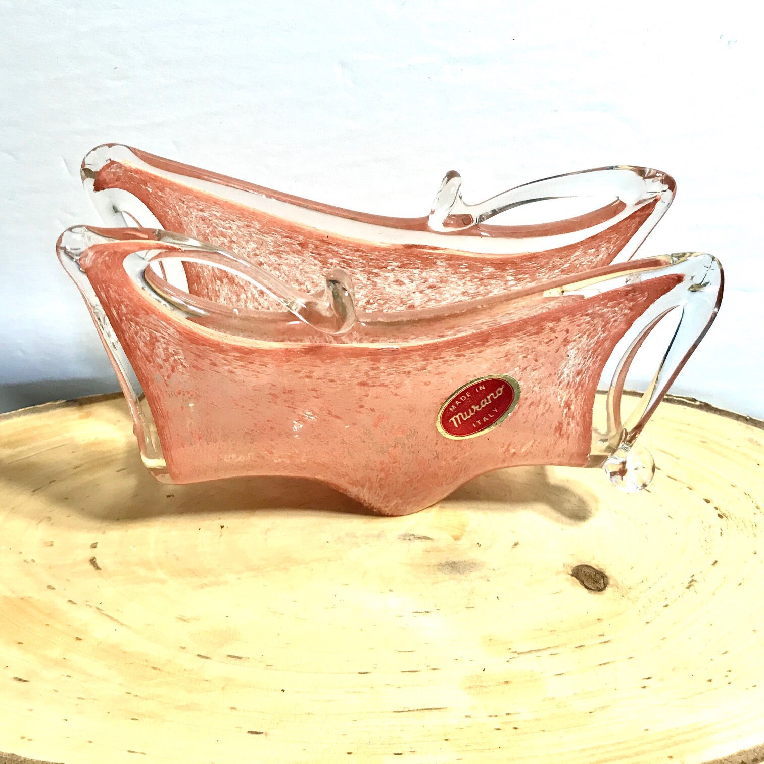 Genuine Murano Art Glass Napkin Holder Hand Blown Salmon Coral Etsy
