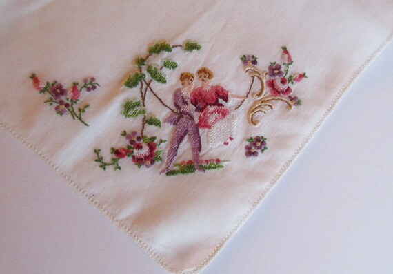 Petit Point Lovers Wedding Handkerchief, Vintage … - image 2