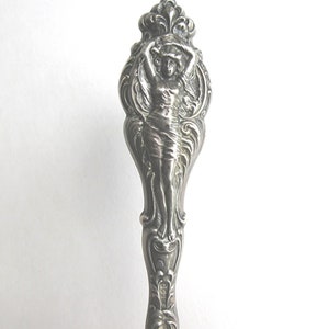 Art Nouveau Button Hook, Woman With Flowing Sheer Dress, Antique Button Hook