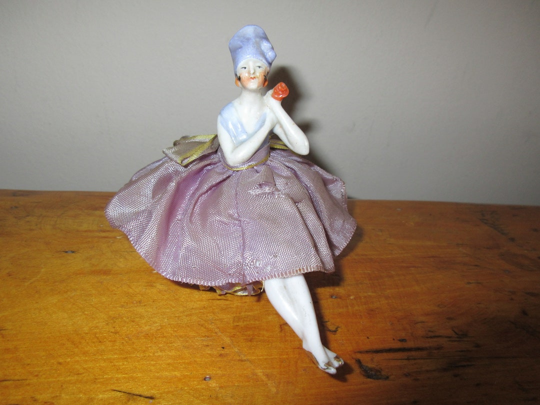 Art Deco German Pincushion Doll With Legs, Dressed in Original Clothes From Manufacture, C1920