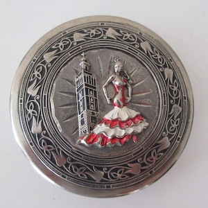 Art Nouveau Flamenco Dancer Compact, Red Dress Dancer