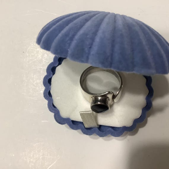 Solid Sterling Silver Mexican Ring with Black Sto… - image 4