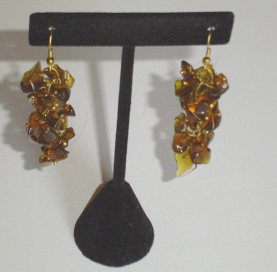 Vintage Amber Real Amber Drop Earrings 2 Inch Lon… - image 1