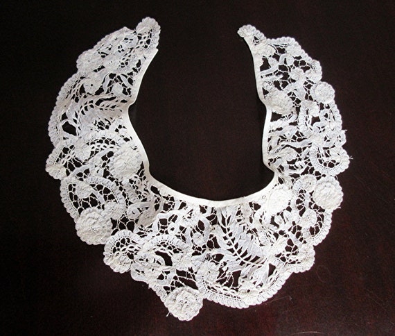 Antique Victorian Hand Made Fine Honiton Lace Col… - image 5