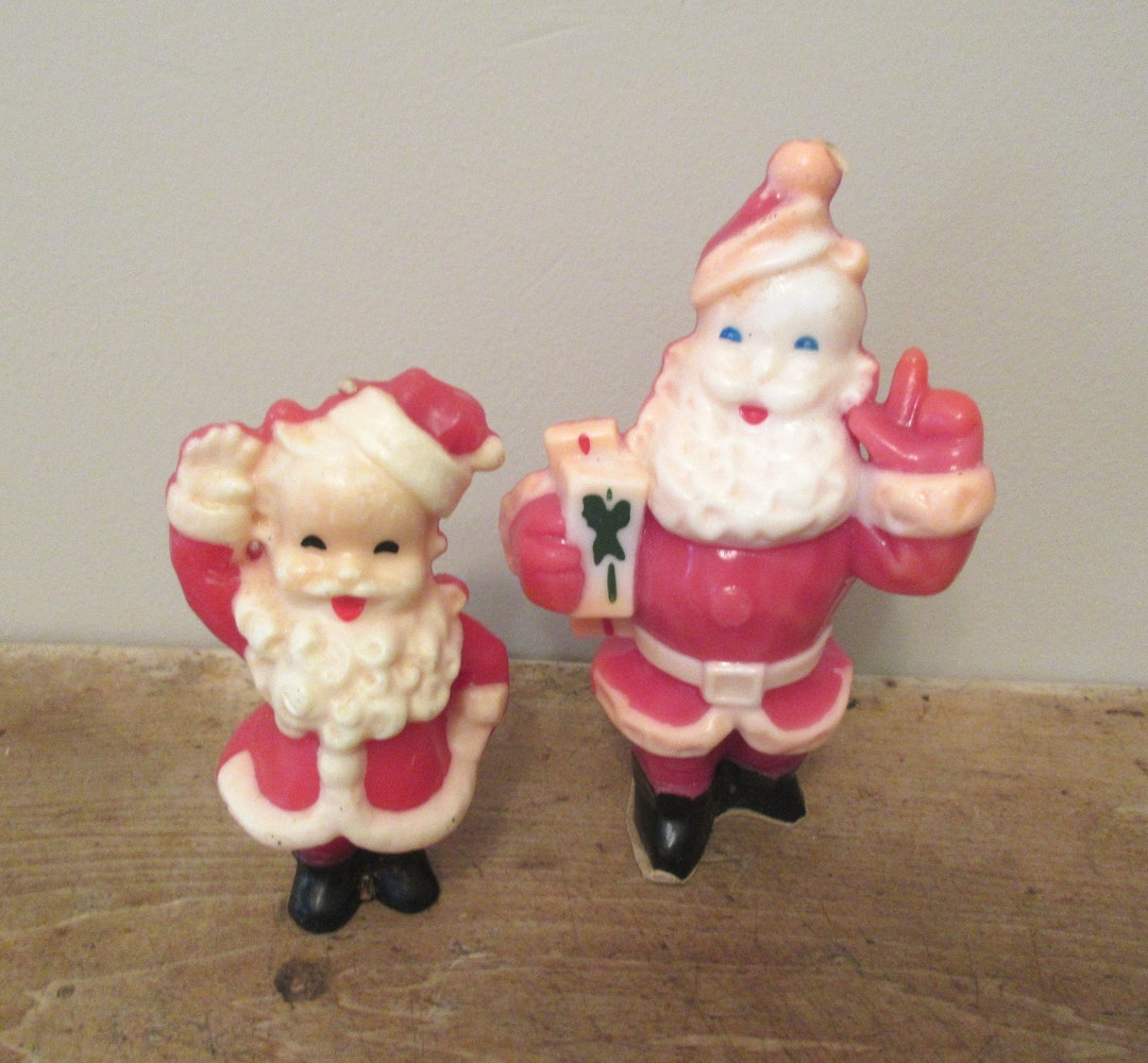Vintage Pair Gurley Santa Claus Candles, Christmas Decoration, Kitschy
