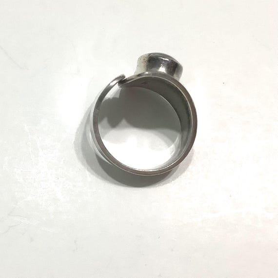 Solid Sterling Silver Mexican Ring with Black Sto… - image 5