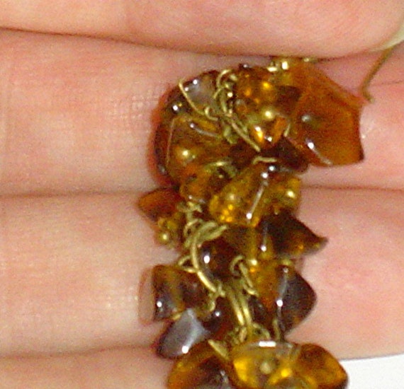 Vintage Amber Real Amber Drop Earrings 2 Inch Lon… - image 4