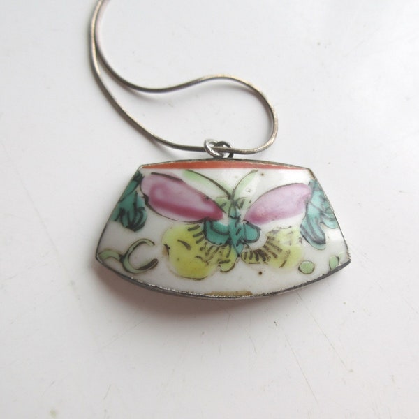 Antique Chinese Pottery Shard Pendant Necklace