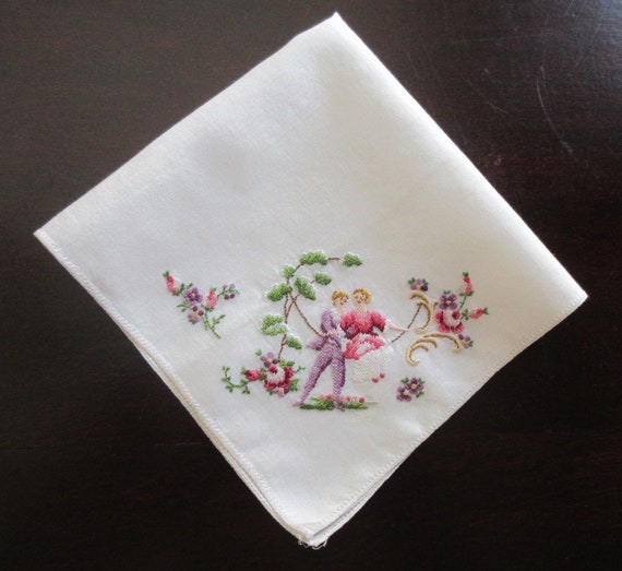 Petit Point Lovers Wedding Handkerchief, Vintage … - image 4