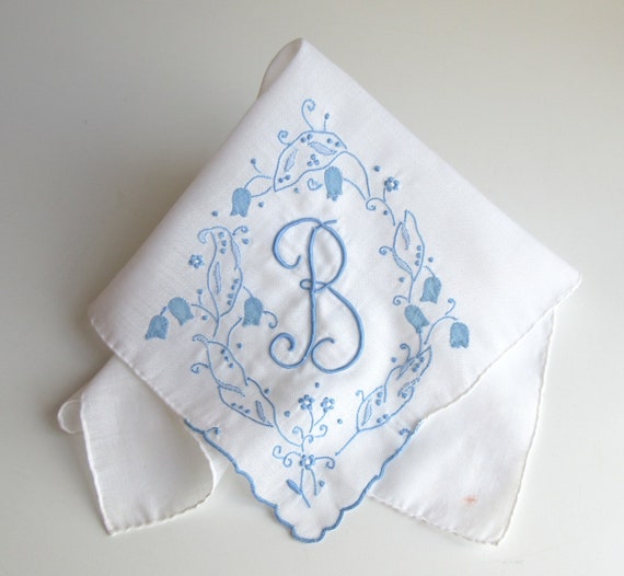 Vintage Madeira Monogram B Handkerchief - image 1