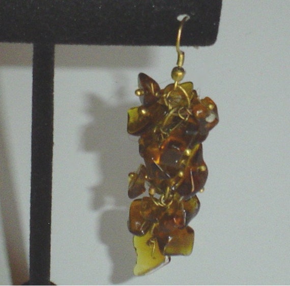 Vintage Amber Real Amber Drop Earrings 2 Inch Lon… - image 2