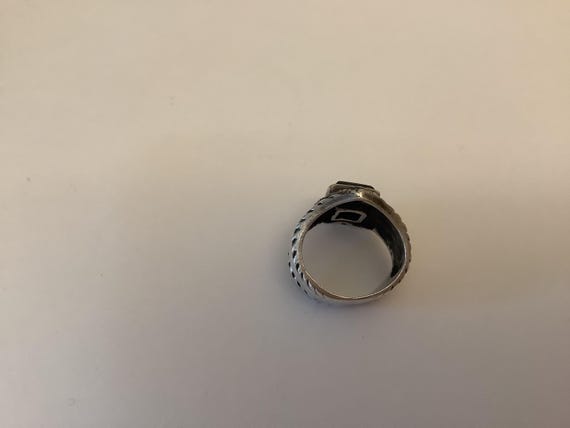 Solid Sterling Silver Ring With Onyx Central Ston… - image 4