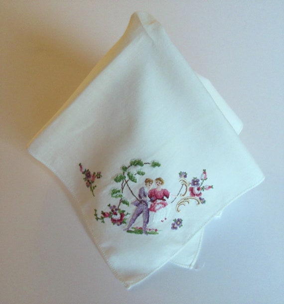 Petit Point Lovers Wedding Handkerchief, Vintage … - image 5