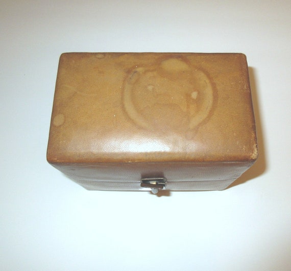 Rare Antique Deco Toiletry Leather Box Travel Set… - image 2