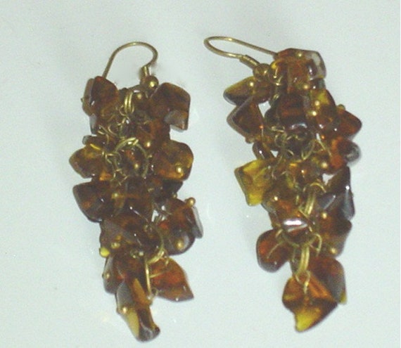 Vintage Amber Real Amber Drop Earrings 2 Inch Lon… - image 3