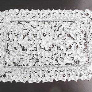 Vintage Point De Venise Floral Lace Doily, Handmade