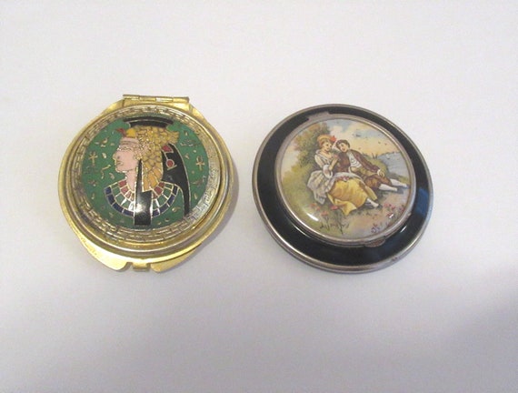 Vintage Pair Of Compacts, Black Enameled Young Co… - image 1