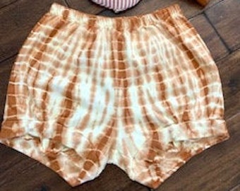 Tie Dye Iyengar Yoga Shorts - Women's + Men's, Pune Style yoga bloomers - Caramel